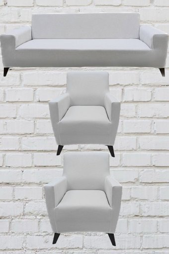 Şahane Ev Mikro Polyester Likralı Jakarlı Süngersiz Düz Giydirmeli Lastikli Bej Üçlü Koltuk Örtüsü 38x46 cm