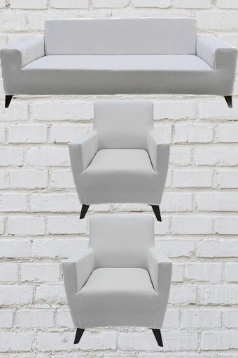 Şahane Ev Mikro Polyester Likralı Jakarlı Süngersiz Düz Giydirmeli Lastikli Bej Üçlü Koltuk Örtüsü 38x46 cm