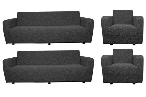 Btf Home Pamuklu - Polyester Likralı Jakarlı Süngersiz Armürlü Giydirmeli Lastikli Antrasit Sekizli Koltuk Örtüsü 180x230 cm