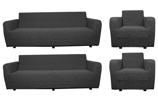Btf Home Pamuklu - Polyester Likralı Jakarlı Süngersiz Armürlü Giydirmeli Lastikli Antrasit Sekizli Koltuk Örtüsü 180x230 cm