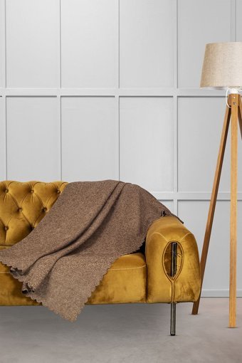 Velerde Home Şönil Polar Süngersiz Düz Kahverengi Tekli Koltuk Örtüsü 175x215 cm