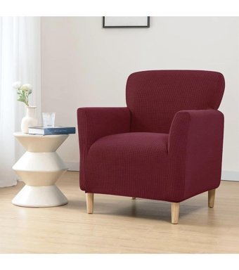 Hanemce Pamuklu - Polyester-Viskon Süngersiz Kareli Giydirmeli Bej Tekli Koltuk Örtüsü 50x80 cm