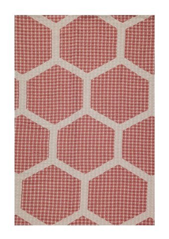 Hare Pamuklu Püsküllü Süngersiz Geometrik Desenli Kırmızı Tekli Koltuk Örtüsü 130x170 cm