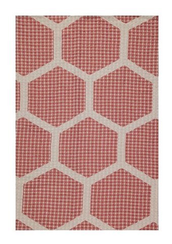 Hare Pamuklu Püsküllü Süngersiz Geometrik Desenli Kırmızı Tekli Koltuk Örtüsü 130x170 cm