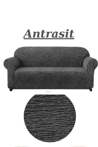 Furkanticaret Jakarlı Süngersiz Kırçıllı Giydirmeli Gri Üçlü Koltuk Örtüsü 180x230 cm