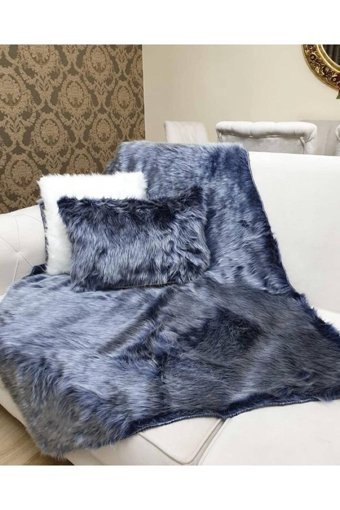 Paris Life Polyester Polar Peluş Süngersiz Lacivert Üçlü Koltuk Örtüsü