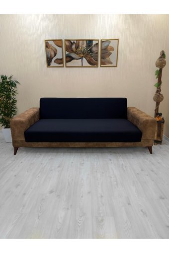 Afd Collection AFD-102 Polyester Süngersiz Düz Giydirmeli Lastikli Siyah Tekli Koltuk Örtüsü 60x190 cm