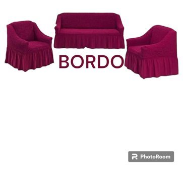 Furkanticaret Polyester Bürümcük Fırfırlı Süngersiz Kapitone Giydirmeli Krem 3-3-1-1 Koltuk Örtüsü 80x120 cm