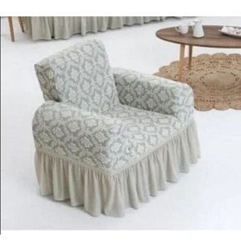 Uy Style Tekstil Pamuklu - Polyester Likralı Drapeli Süngerli Düz Giydirmeli Bej Tekli Koltuk Örtüsü 75x115 cm
