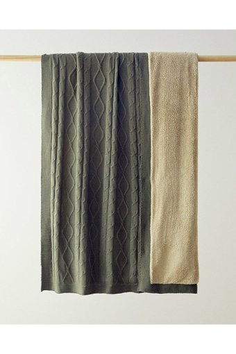 English Home Drapery Akrilik Örgü Pofuduk Süngersiz Armürlü Kaymaz Yeşil Tekli Koltuk Örtüsü 130x170 cm