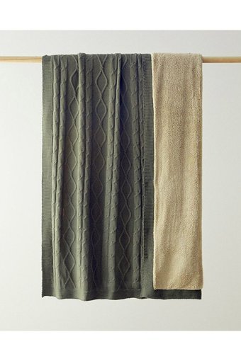 English Home Drapery Akrilik Örgü Pofuduk Süngersiz Armürlü Kaymaz Yeşil Tekli Koltuk Örtüsü 130x170 cm