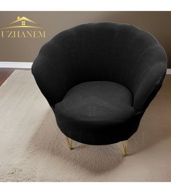 Uzhanem Papatya Pamuklu - Polyester Bürümcük-Likralı Süngerli Çiçek Desenli Giydirmeli Lastikli Siyah Tekli Koltuk Örtüsü 83x75 cm