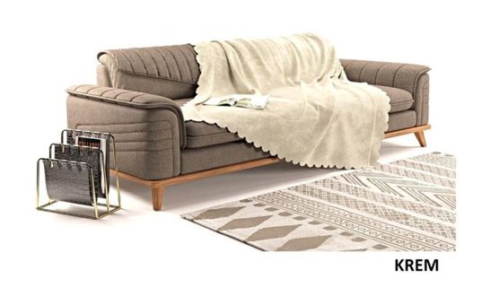 A.S.T Topdağı Tekstil Şönil Süngersiz Düz Krem Tekli Koltuk Örtüsü 165x210 cm