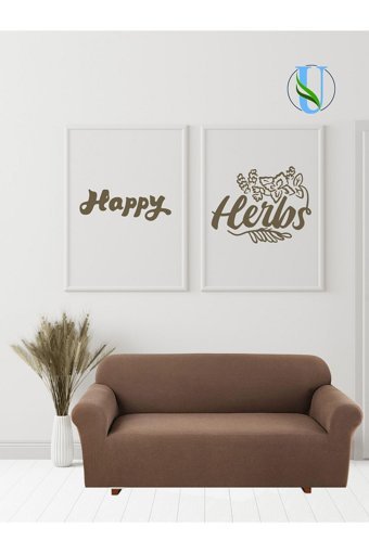 Uy Style Tekstil Polyester Likralı Süngerli Armürlü Giydirmeli Kahverengi Tekli Koltuk Örtüsü 180x230 cm
