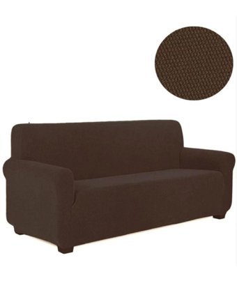 Uygar Home Pamuklu - Polyester Likralı Süngerli Düz Giydirmeli Kahverengi Tekli Koltuk Örtüsü 180x230 cm