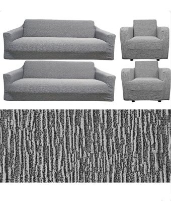 Seltenet Pamuklu - Polyester Likralı Jakarlı Süngersiz Giydirmeli Su Geçirmez Gri Üçlü Koltuk Örtüsü 180x230 cm