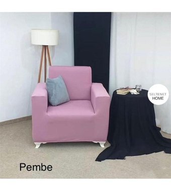 Seltenet Pamuklu - Polyester Likralı Jakarlı Süngersiz Petek Desenli Giydirmeli Su Geçirmez Pembe Tekli Koltuk Örtüsü 180x250 cm
