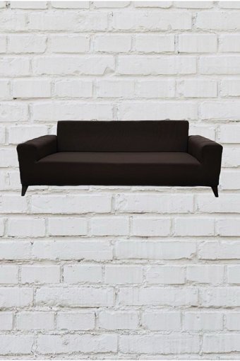 Şahane Ev Mikro Polyester Likralı Jakarlı Süngersiz Düz Giydirmeli Lastikli Kahverengi İkili Koltuk Örtüsü 140 cm