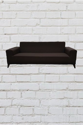 Şahane Ev Mikro Polyester Likralı Jakarlı Süngersiz Düz Giydirmeli Lastikli Kahverengi İkili Koltuk Örtüsü 140 cm