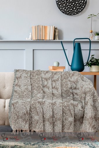 Fabric Box Pamuklu Saçaklı Süngersiz Çizgili Kırmızı Tekli Koltuk Örtüsü 170x220 cm