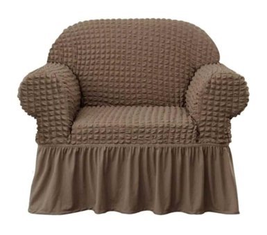 Akbu Pamuklu - Polyester Bürümcük Fırfırlı Süngersiz Giydirmeli Lastikli Kahverengi Tekli Koltuk Örtüsü 70x80 cm