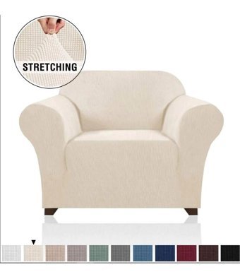 Elgeyar Polyester Likralı Jakarlı Süngersiz Armürlü Giydirmeli Bej Tekli Koltuk Örtüsü 75x115 cm