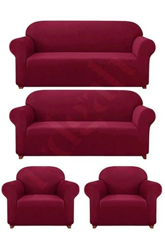 Iydgah Polyester Süngersiz Düz Giydirmeli Krem 3-3-1-1 Koltuk Örtüsü 110x120 cm