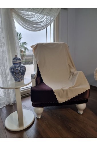 Fem Life Polyester Süngersiz Düz Krem Tekli Koltuk Örtüsü 110x200 cm