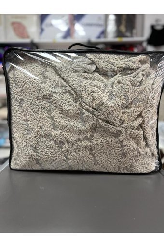 Home Jakarlı Süngersiz Damask Desenli Giydirmeli Bej 3-3-1-1 Koltuk Örtüsü 20x10 cm