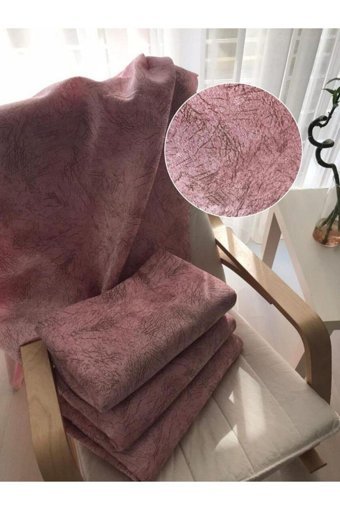 Selay Home Polyester Tay Tüyü Jakarlı Süngerli Çizgili Su Geçirmez Pembe Üçlü Koltuk Örtüsü 175x210 cm