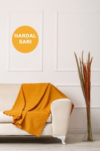 Velerde Home Velerde Pamuklu - Polyester Polar Süngersiz Düz Sarı Tekli Koltuk Örtüsü 175x215 cm