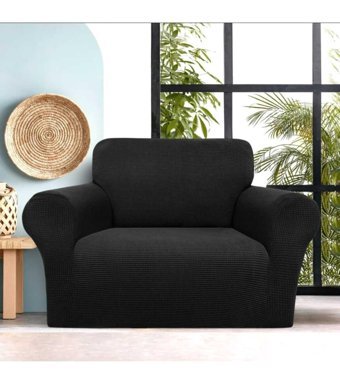 Akbu Polyester Likralı Süngersiz Giydirmeli Lastikli Siyah Tekli Koltuk Örtüsü 75x115 cm