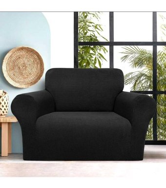 Akbu Polyester Likralı Süngersiz Giydirmeli Lastikli Siyah Tekli Koltuk Örtüsü 75x115 cm