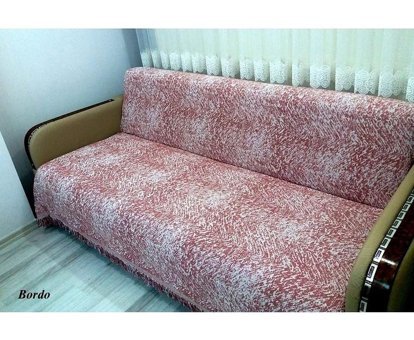 Mandaş Pamuklu Saçaklı Süngersiz Çizgili Bordo Tekli Koltuk Örtüsü 170x220 cm