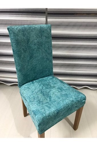 Sabire Home Kadife Likralı Jakarlı Süngerli Çizgili Giydirmeli Su Geçirmez Mavi Tekli Koltuk Örtüsü 45x45 cm