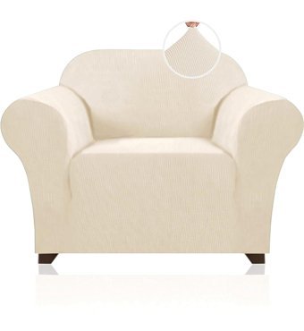 Bright Home Polyester Likralı Süngersiz Pitikare Desenli Giydirmeli Lastikli Bej Tekli Koltuk Örtüsü 70x115 cm