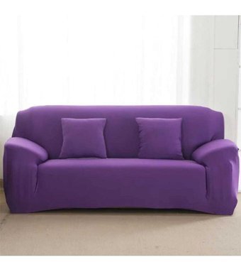 Akbu Polyester Likralı Süngersiz Geometrik Desenli Giydirmeli Lastikli Mor Tekli Koltuk Örtüsü 180x230 cm