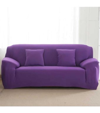 Akbu Polyester Likralı Süngersiz Geometrik Desenli Giydirmeli Lastikli Mor Tekli Koltuk Örtüsü 180x230 cm