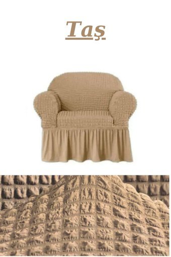 Akyol Home Pamuklu - Polyester Bürümcük Fırfırlı Süngersiz Giydirmeli Lastikli Gri Tekli Koltuk Örtüsü 80x120 cm