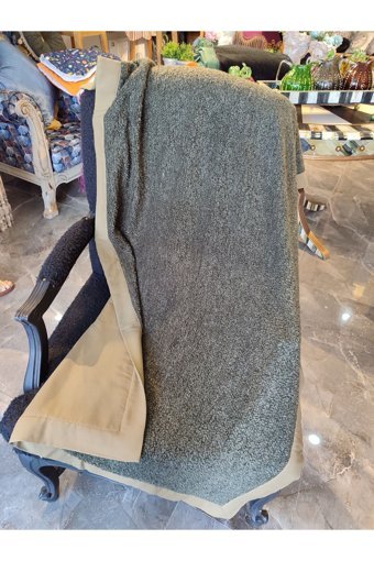 Artsondekorasyon Pamuklu Süngersiz Düz Haki Tekli Koltuk Örtüsü 140 cm