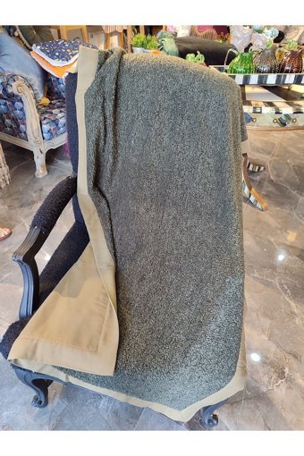 Artsondekorasyon Pamuklu Süngersiz Düz Haki Tekli Koltuk Örtüsü 140 cm
