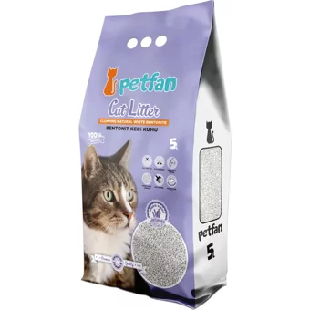 Petfan Lavanta Kokulu Topaklanan İnce Taneli Bentonit Kedi Kumu 5 lt