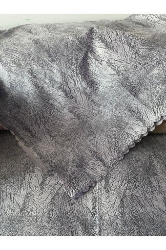 Ebruli Butik Saten Polar Jakarlı Süngersiz Gri İkili Koltuk Örtüsü