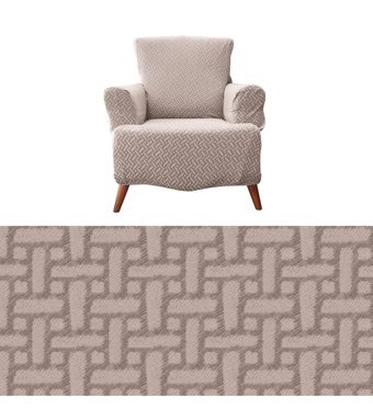 Karahanlı Pamuklu Likralı Jakarlı Süngerli Çizgili Giydirmeli Kahverengi Tekli Koltuk Örtüsü 80x120 cm