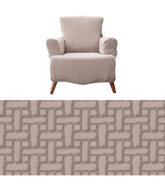 Karahanlı Pamuklu Likralı Jakarlı Süngerli Çizgili Giydirmeli Kahverengi Tekli Koltuk Örtüsü 80x120 cm