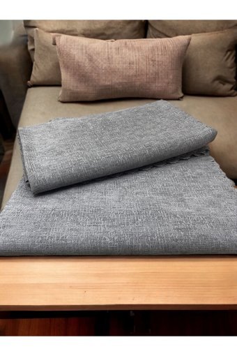 Siyah Home Tekstil Pamuklu Polar Süngersiz Düz Gri Tekli Koltuk Örtüsü 180x220 cm