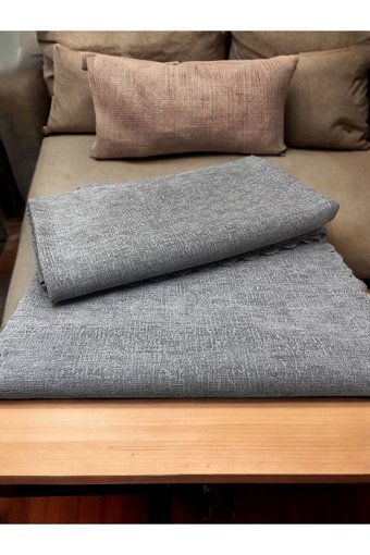 Siyah Home Tekstil Pamuklu Polar Süngersiz Düz Gri Tekli Koltuk Örtüsü 180x220 cm