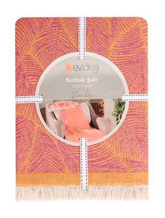 Evidea Pamuklu - Polyester Kanvas Saçaklı Süngersiz Turuncu Tekli Koltuk Örtüsü 130x170 cm