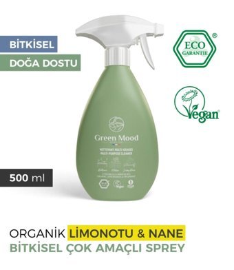 Green Mood Bitkisel Vegan Çok Amaçlı Sprey Organik Limonotu & Nane Kokulu Yüzey Temizleyici 500 ml