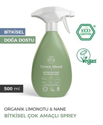 Green Mood Bitkisel Vegan Çok Amaçlı Sprey Organik Limonotu & Nane Kokulu Yüzey Temizleyici 500 ml